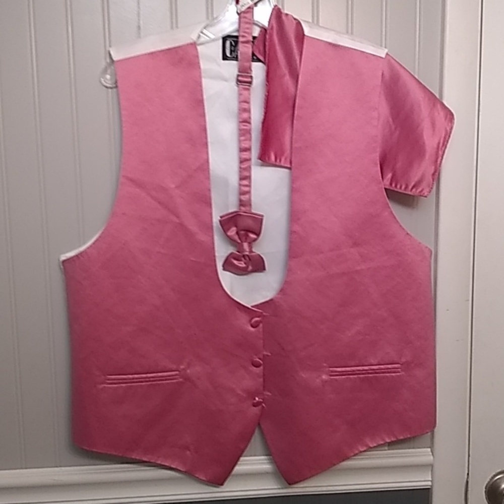 MENS bubblegum satin vest set